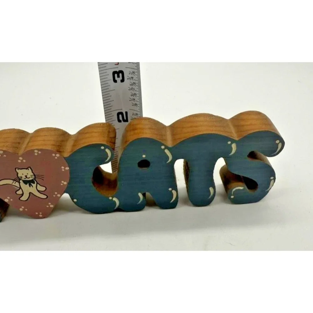 Vintage I Love‎ Cats Wood Sign Kountry Krafts Cat Lover Decor 9